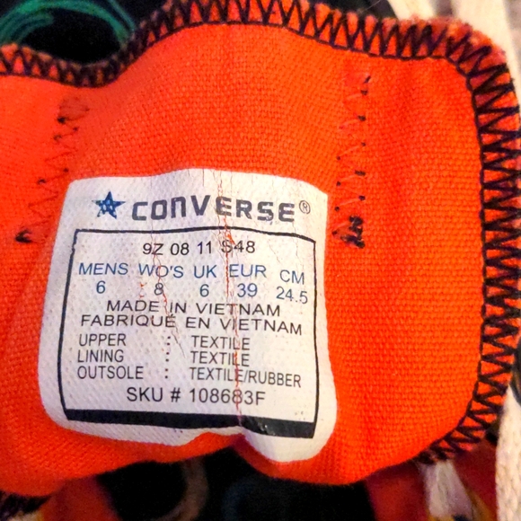 Unisex 6 Converse All Stars Low Top Chuck Taylor Sneakers Black Colorful Bubbles - Picture 6 of 6